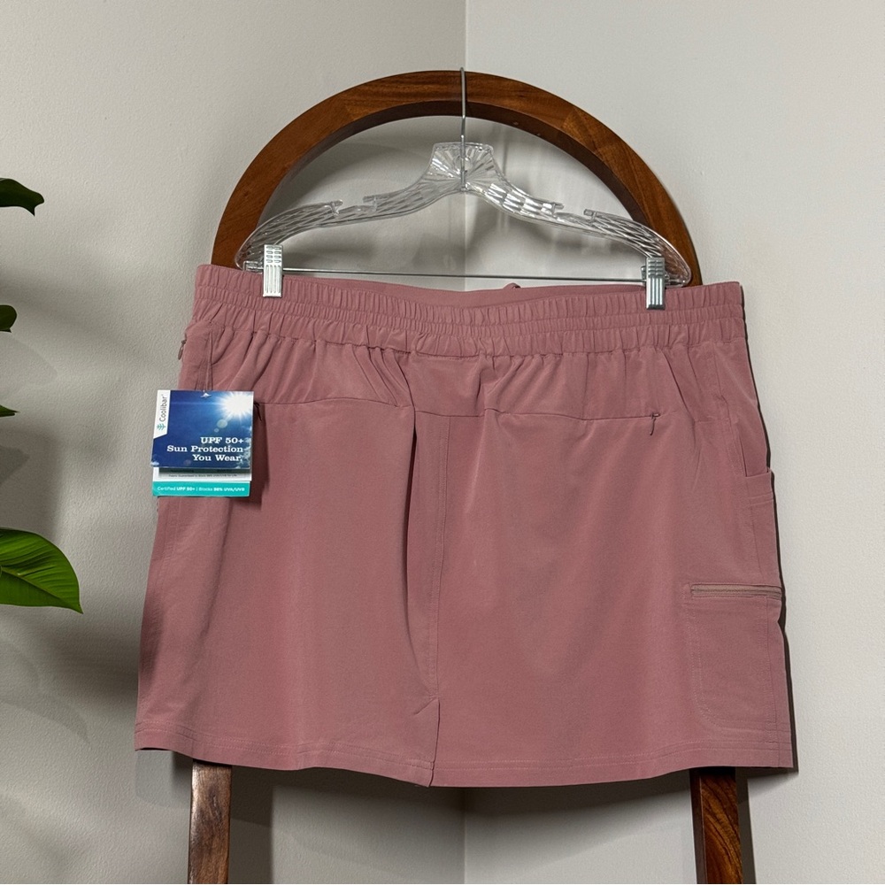 Coolibar XL Pink Mendocino Travel Skirt Skort Elastic Waist NEW - Picture 2 of 11